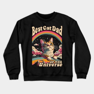 Best Cat Dad In The Universe 60s 70s Hippie Aesthetic Men Crewneck Sweatshirt